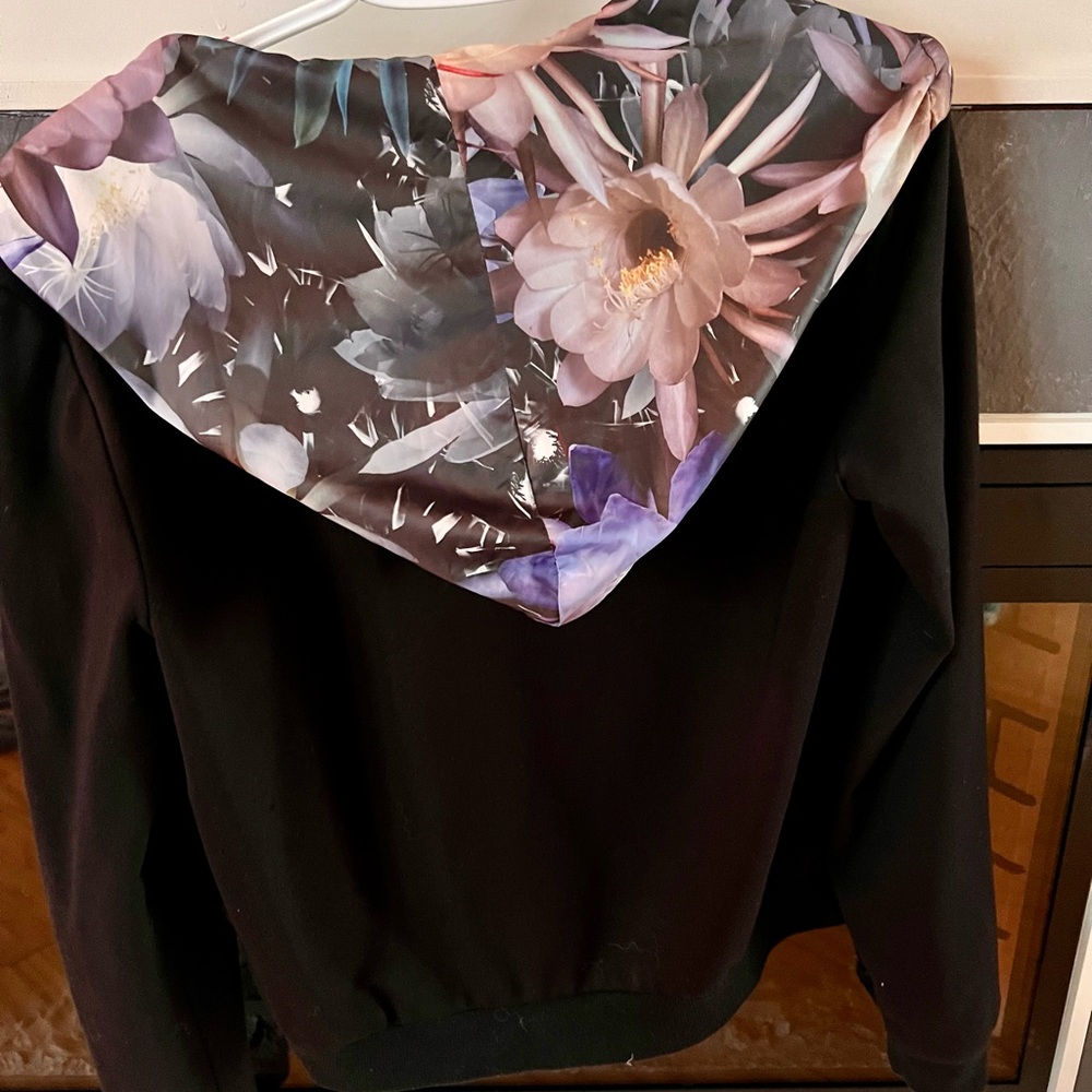 Roberto Cavalli hoodie with floral silk lined hood